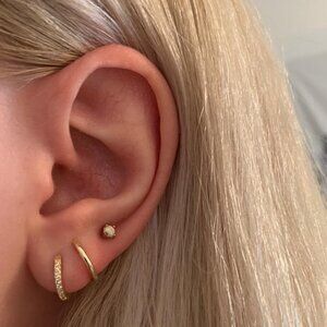 14K Gold Cuff Earrings Huggie Diamond CZ Elegant Special Occasion